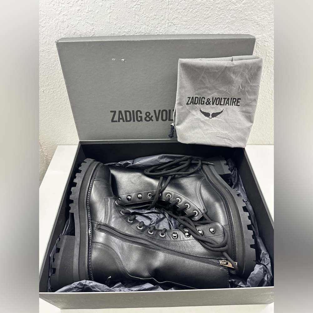 Zadig & Voltaire Women's Ride Block Heel High Ankle Boots size 39 (US 8) Black - Picture 7 of 14